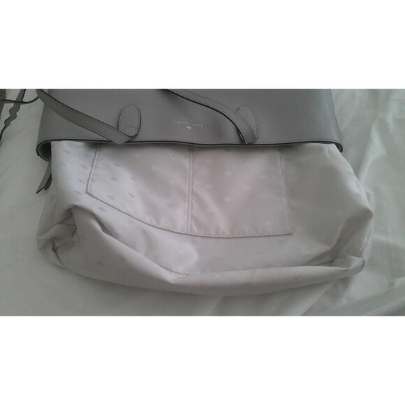 KATE SPADE Kerri Medium Zip Tote Taupe  Smooth Leather Glitter  Charm - Picture 12 of 13